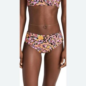 La DoubleJ Women's Black Floral Boy Bikini Brief Bottom Swimwear Size M